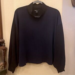 ATHLETA Women Navy Black Funnel Neck Long Sleeve Venice Sweatshirt Size 2X Plus